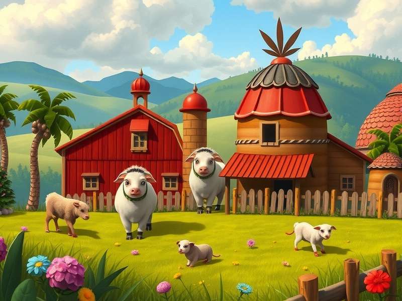 Farm Folks game cover showing a colorful Indian village